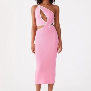San Sloane Neomi Pink Cut-Out Midi Dress